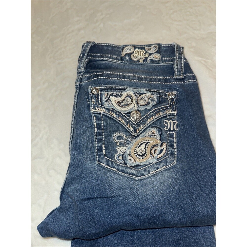 Miss Me Jeans, Slim Boot Women's Size 29 Blue, Denim, Gems Back Pocket, Flared - Picture 16 of 16